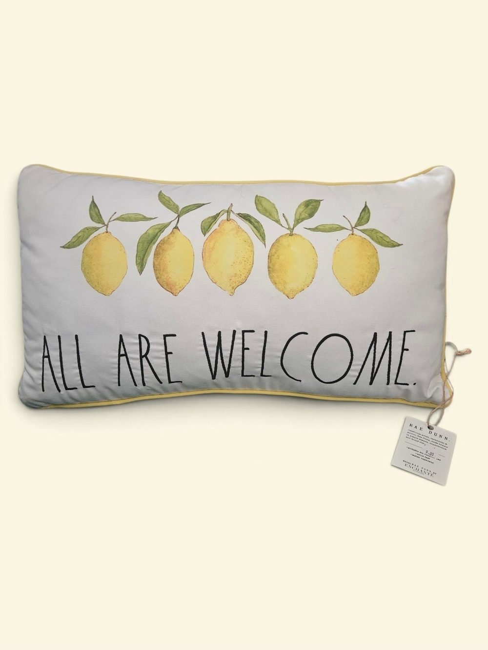 Rae Dunn Lemon Lumbar Pillow in Yellow and Cream